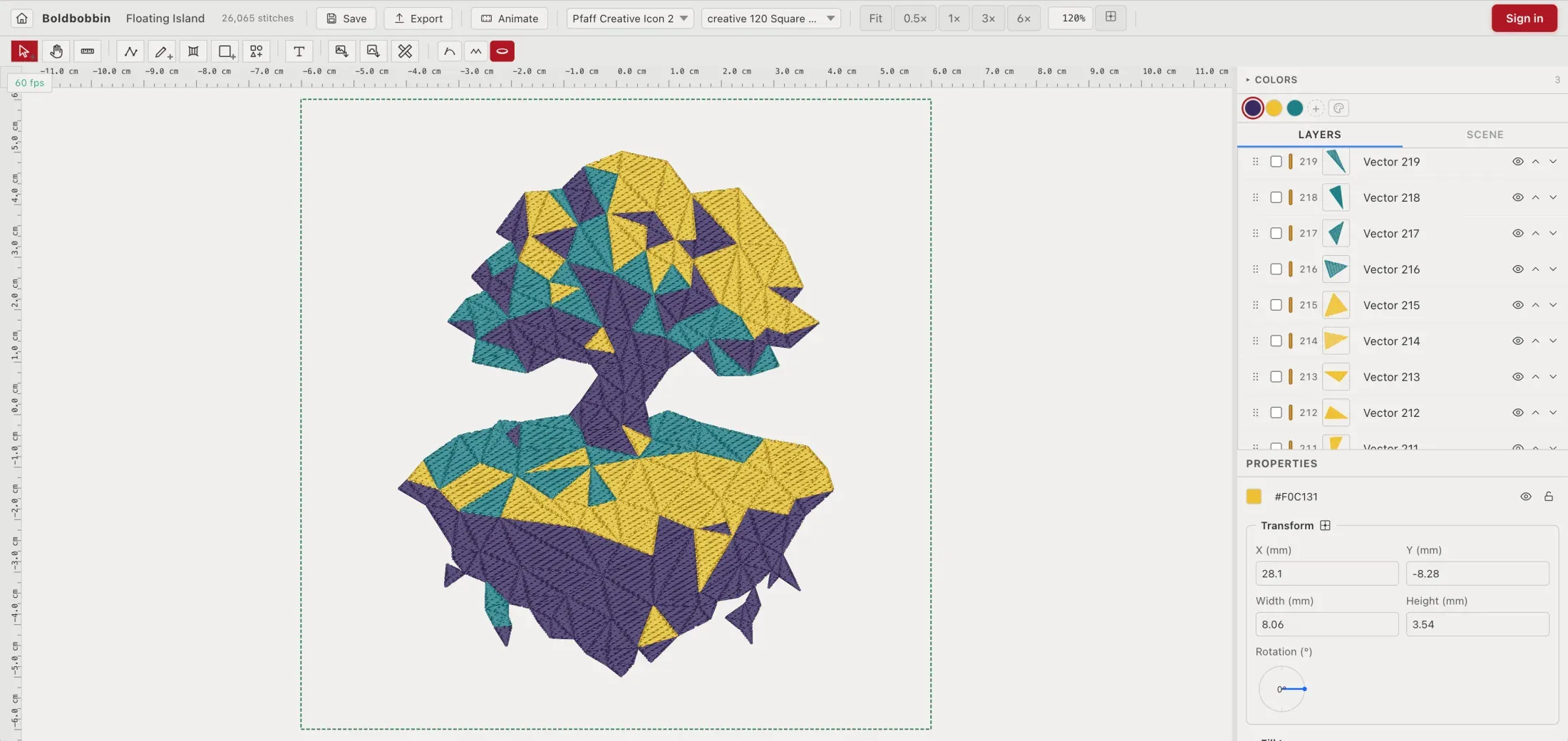 Boldbobbin editor, realistic 3D preview