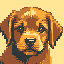 A 64 by 64 pixel-art portrait of a puppy.