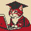 The same cat as a 64 by 64 grid of flat-coloured squares.