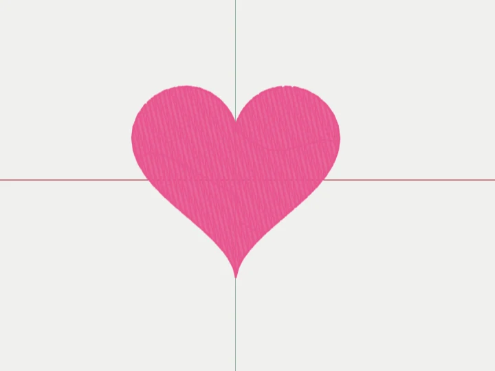 The same pink heart drawn as hundreds of individual stitch lines running across it.